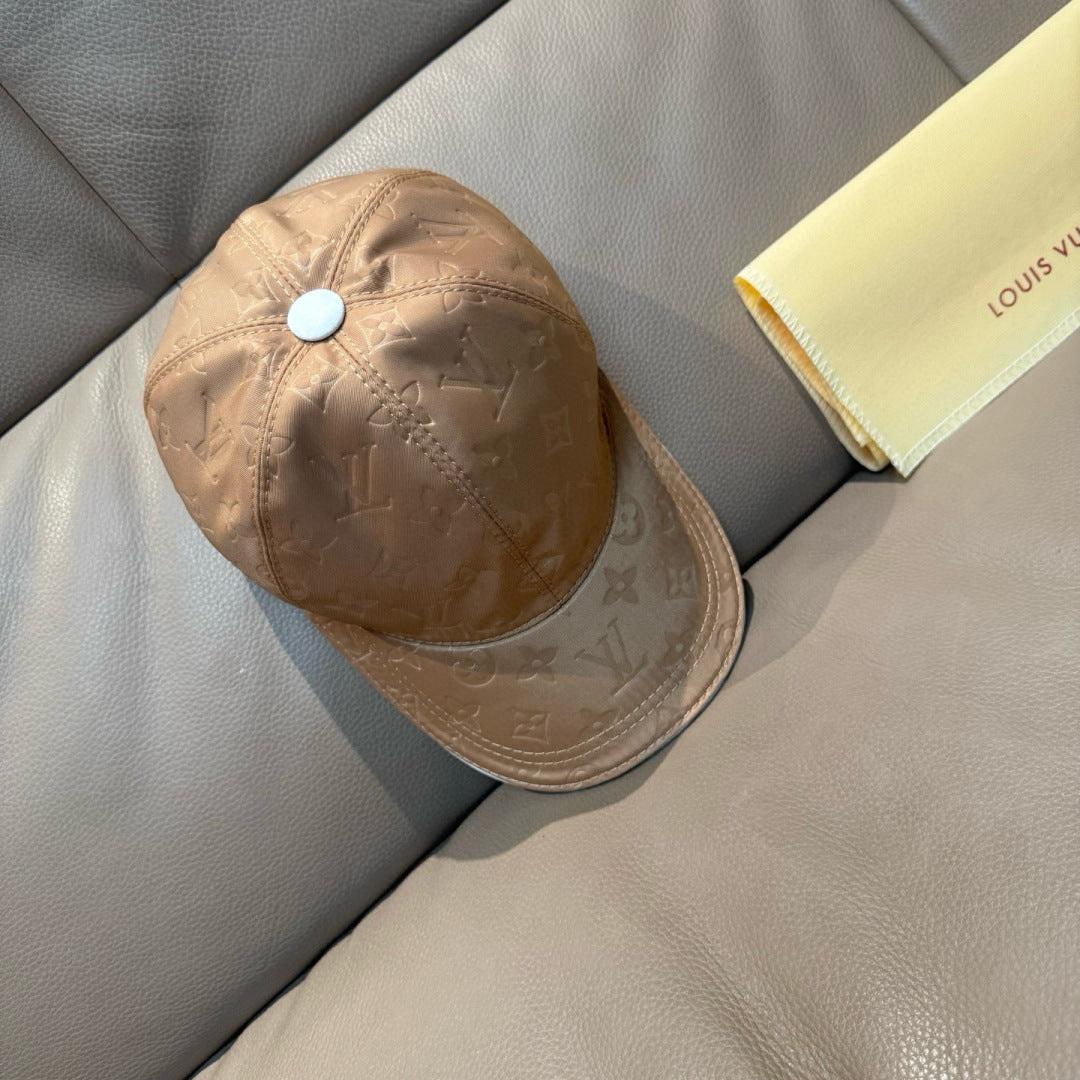 Louis Vuitton monogram baseball cap, beige with white button detail on crown