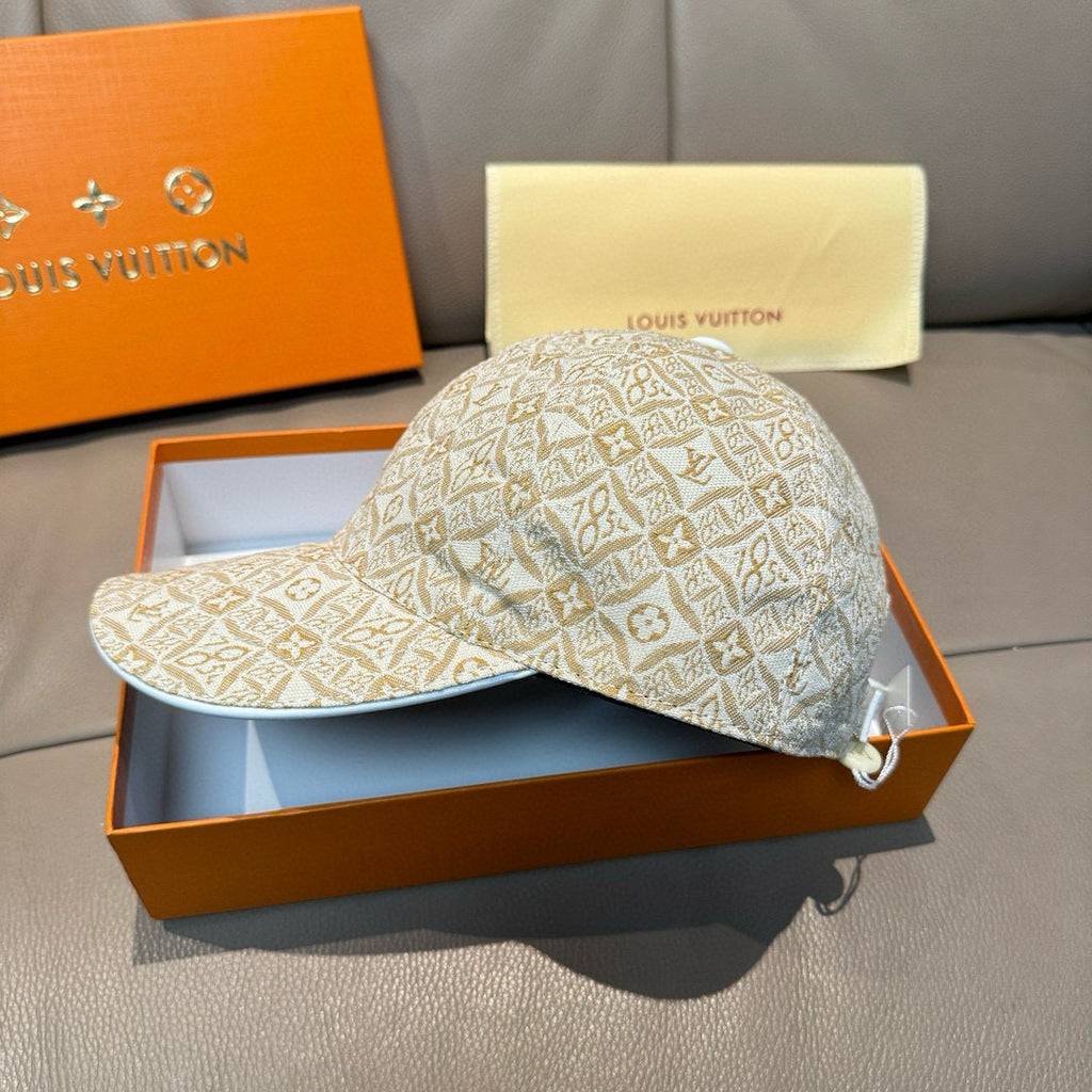 Louis Vuitton monogram baseball cap, light beige/cream with curved brim and strap