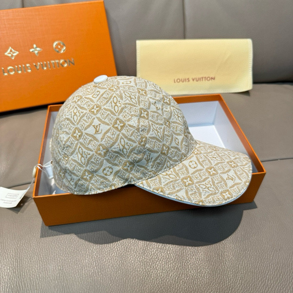 Louis Vuitton monogram baseball cap, light beige/cream with curved brim