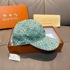 Louis Vuitton cap in green monogram print, curved brim, side view