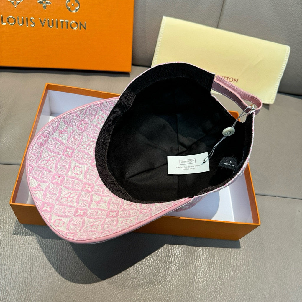 Louis Vuitton pink monogram-pattern cap with black interior lining