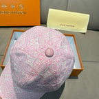 Louis Vuitton pink monogram-pattern cap with round button and curved brim