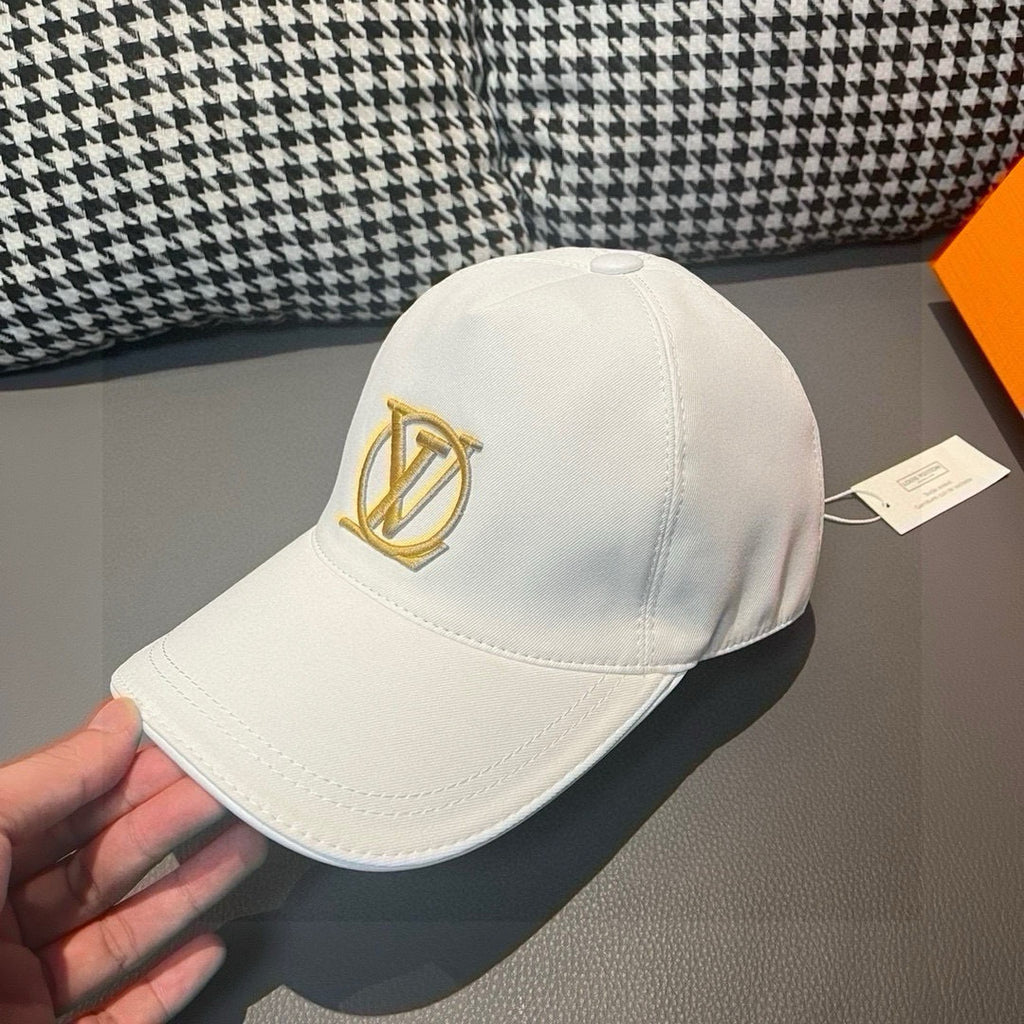 Louis Vuitton cap, white front with gold LV logo patch