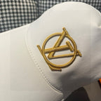 Louis Vuitton cap, white with close-up gold LV embroidered logo