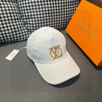 Louis Vuitton cap, white with gold LV emblem and curved brim
