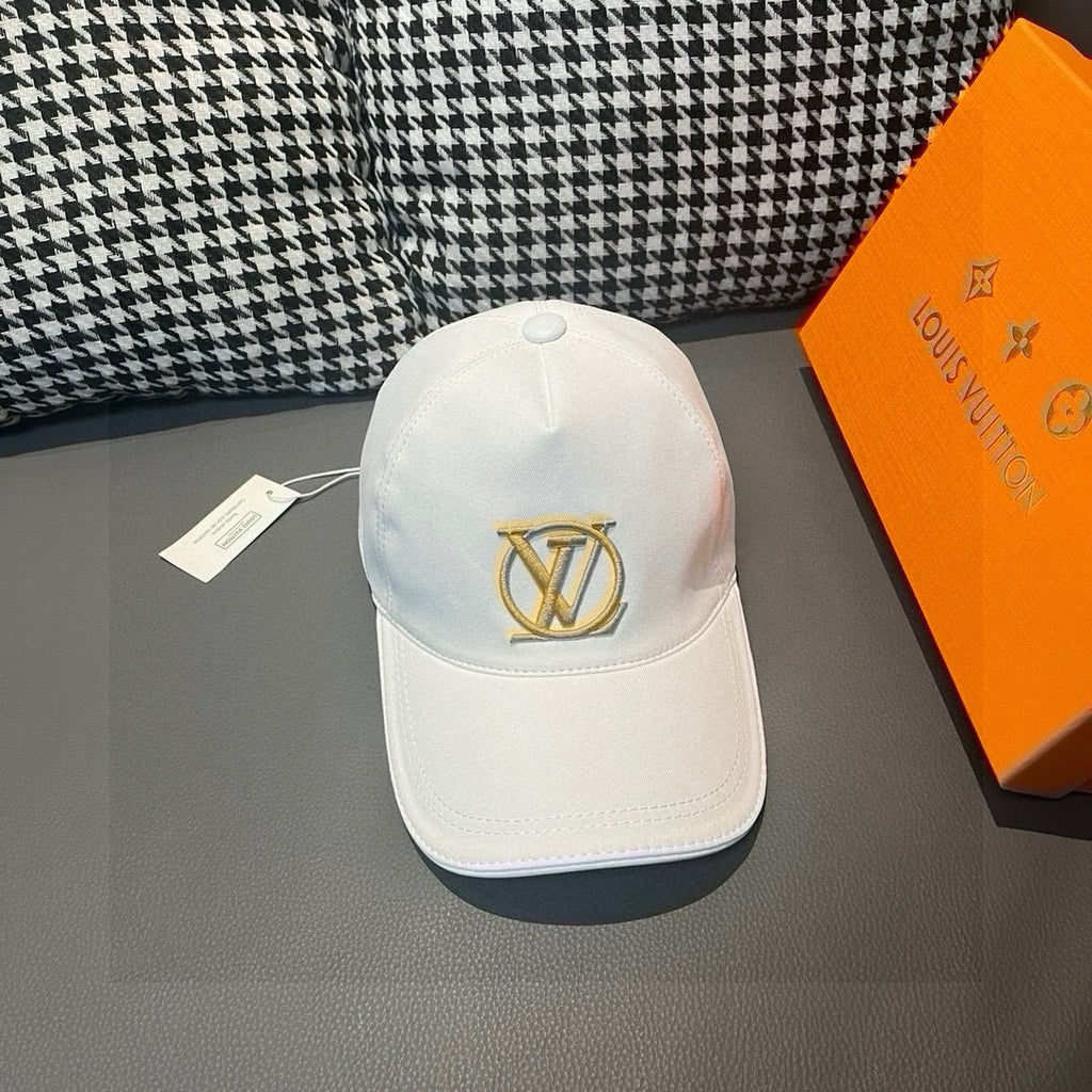 Louis Vuitton cap, white with gold LV emblem on front