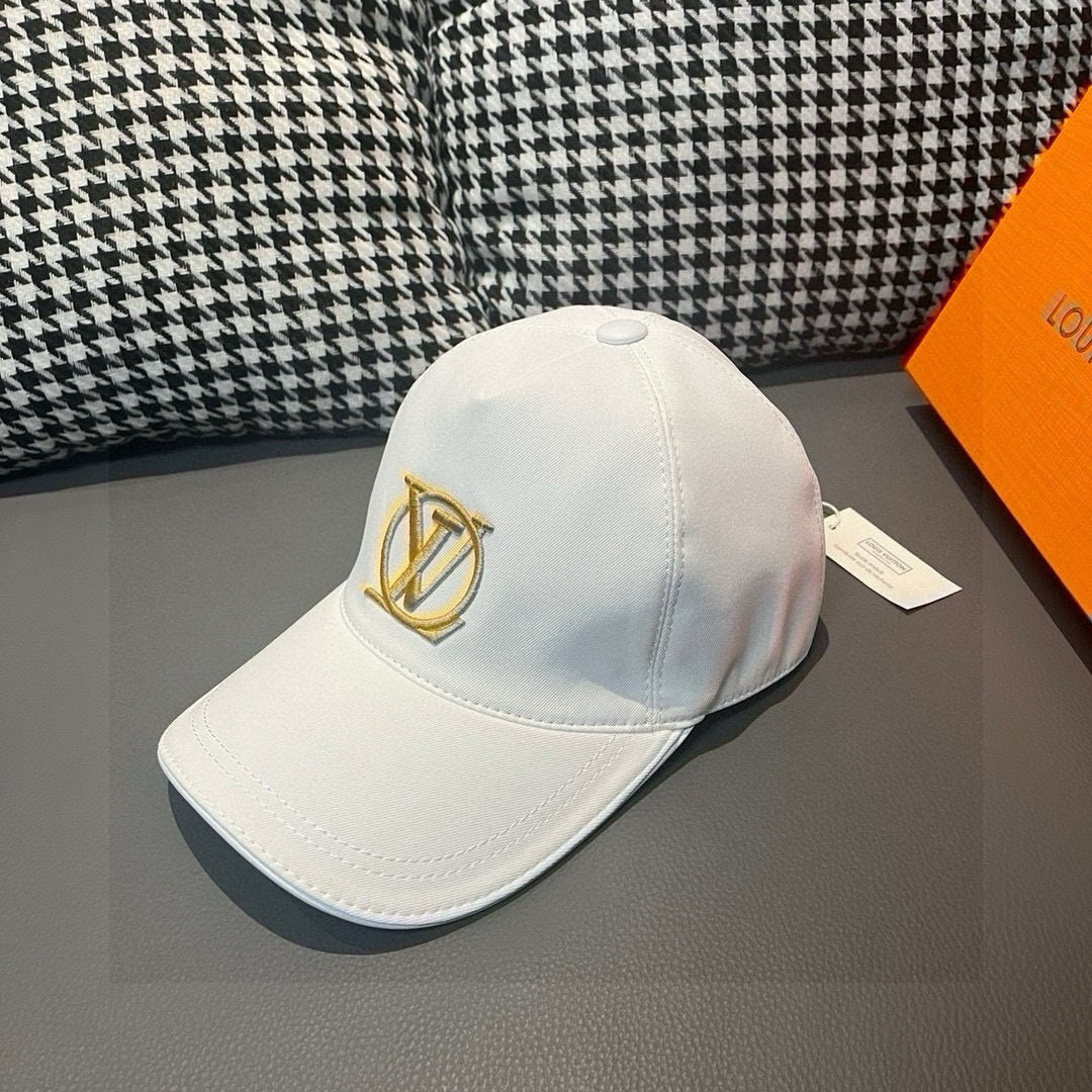 Louis Vuitton cap, white with gold LV emblem on side panel