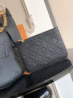 Louis Vuitton small flap bag in dark leather with embossed monogram pattern