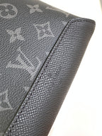 Louis Vuitton monogram bag leather panel with pebbled texture and stitched edge