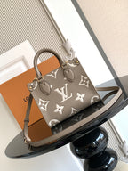 Louis Vuitton monogram handbag, taupe canvas with leather trim and crossbody strap