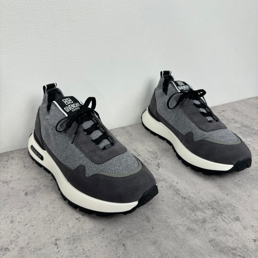 Givenchy sneakers, dark gray and light gray panels, black laces, white midsole
