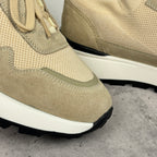 Givenchy luxury shoes, tan suede-and-mesh sneaker with stitched panel detail