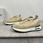 Givenchy luxury shoes, tan lace-up sneakers with textured uppers and black sole trim