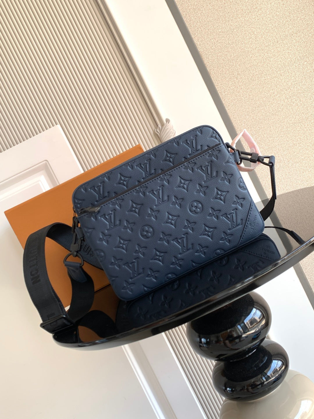 Louis Vuitton monogram crossbody bag in dark blue with shoulder strap