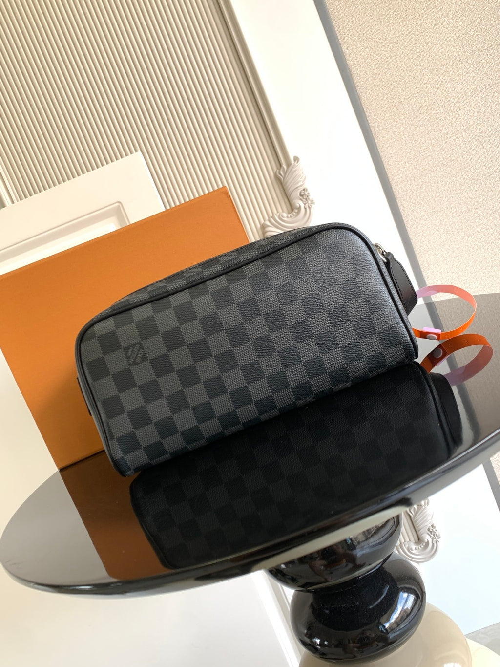 Louis Vuitton crossbody bag with two-tone look, dark Damier checkered canvas front