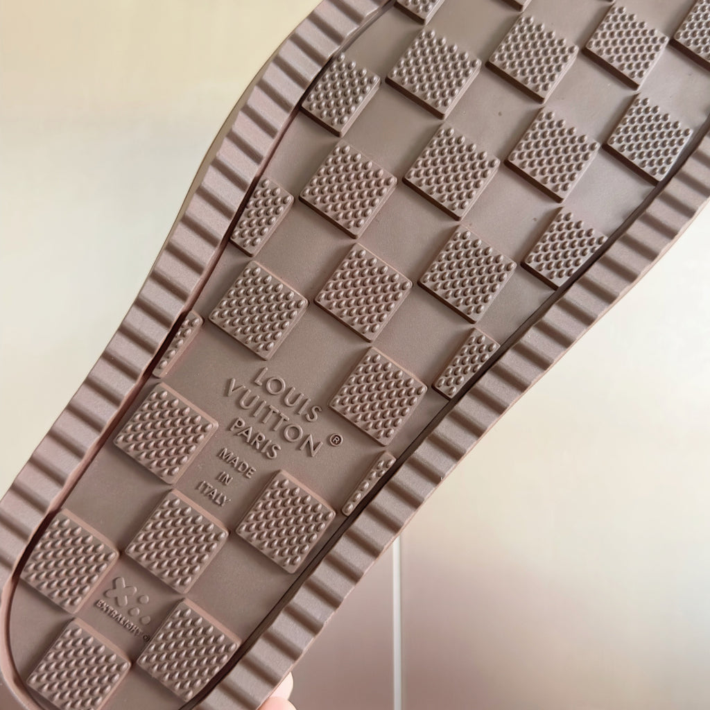 Louis Vuitton sandal outsole tread, embossed Louis Vuitton Paris marking