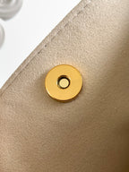 Louis Vuitton gold snap button on beige bag panel