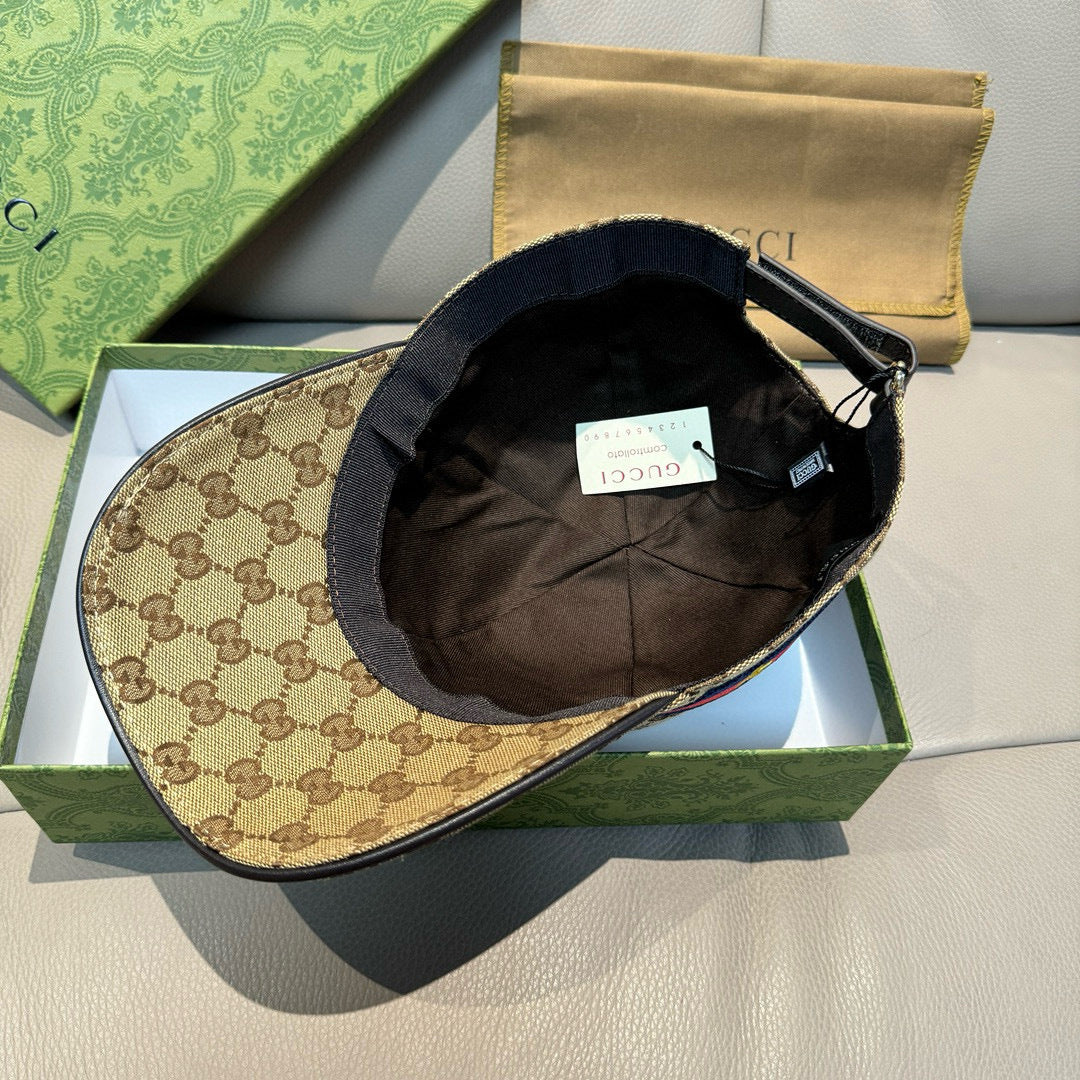 Gucci cap interior with black lining and side strap inside