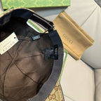 Gucci cap interior view showing inner lining, stitching, and attached size label