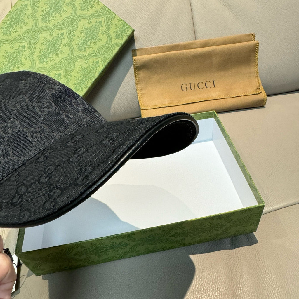 Gucci baseball cap brim, dark GG jacquard fabric with curved black underside