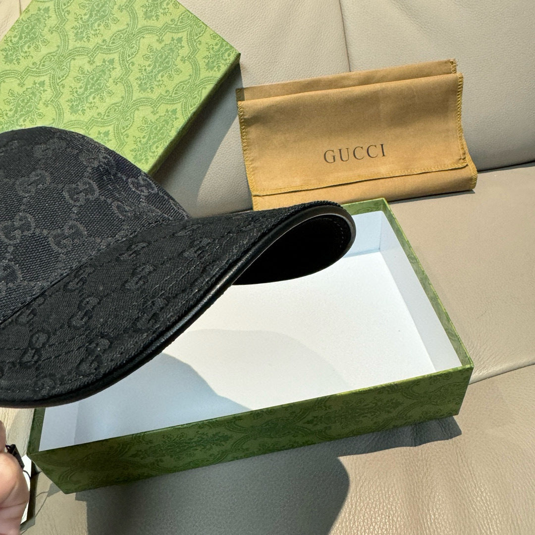 Gucci baseball cap brim, dark GG jacquard fabric with curved black underside