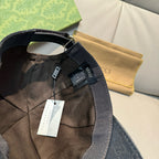 Gucci baseball cap interior, dark GG jacquard with label tag and adjustable band