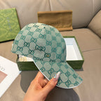 Gucci cap in light teal GG monogram canvas, front panel and curved brim
