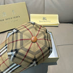 Plaid baseball cap crown close-up with round button centered