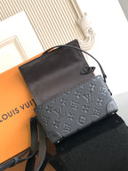 Louis Vuitton monogram crossbody bag in dark gray with smooth top and strap