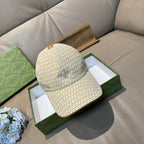 Gucci cap in beige with GG monogram allover pattern and curved brim