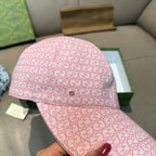 Gucci cap in pink with GG monogram pattern, front G detail and brim