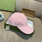 Gucci cap in pink GG monogram pattern with small stud at front