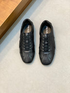 Black Prada unisex lace-up sneakers, leather upper, rubber sole and Prada logo