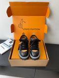 Louis Vuitton ladies sneakers: black lace-up with fur collar and chunky rubber sole