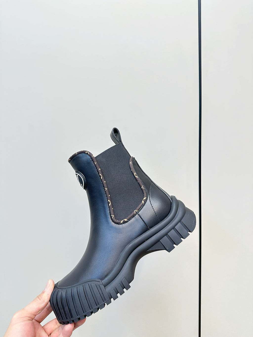 Louis Vuitton unisex Chelsea boot, dark leather, side elastic and thick tread