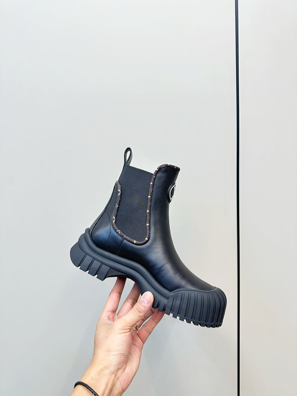 Louis Vuitton unisex Chelsea boot, dark leather, ridged rubber sole