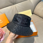 Louis Vuitton monogram bucket hat, dark blue, curved crown with stitched brim