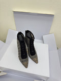 Women’s lace-up ankle boots with Dior monogram, pointed toe, stiletto heel