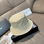 Dior bucket cap in light tan with allover monogram pattern