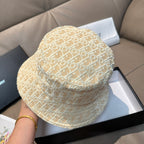 Dior bucket hat in light tan allover monogram, rear view