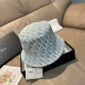Dior bucket hat in light blue with Dior monogram print