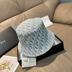 Dior bucket hat in light blue with Dior monogram print