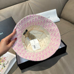 Dior bucket hat, pink monogram fabric, inside label visible