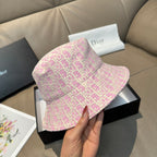 Dior bucket hat in pink monogram fabric with curved wide brim