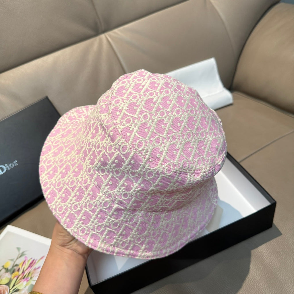 Dior bucket hat in pink monogram print with wide brim