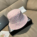 Dior bucket hat in pink and white Dior monogram pattern