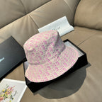 Dior bucket hat, pink and white monogram jacquard with wide brim