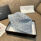 Dior monogram bucket cap in light blue with white repeating pattern