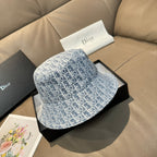 Dior monogram bucket cap, light blue with all-over white Dior print
