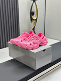 Balenciaga pink lace-up chunky sandals with openwork upper and perforated toe